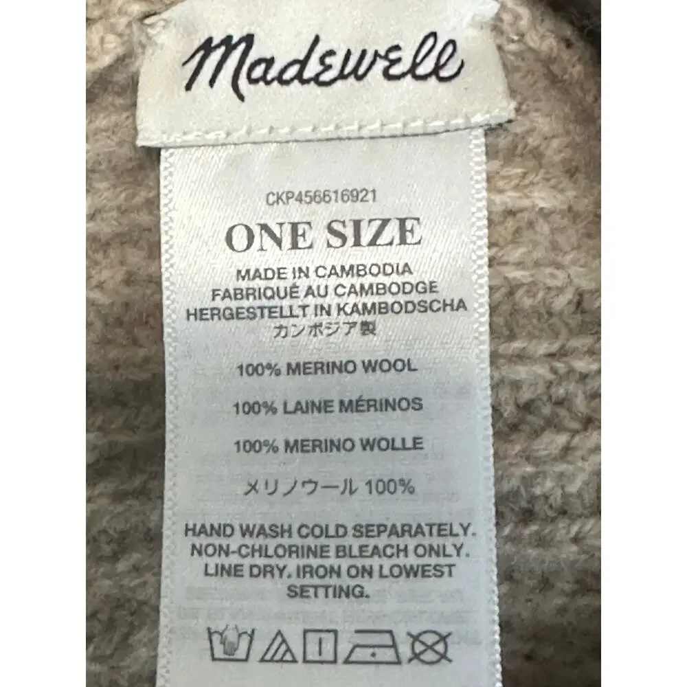 Madewell Merino Ribbed Beanie Oatmeal Donegal Wool OS